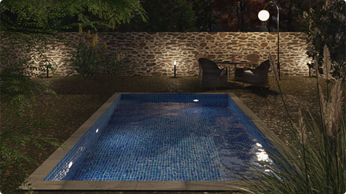 Render fotorrealista agua piscina